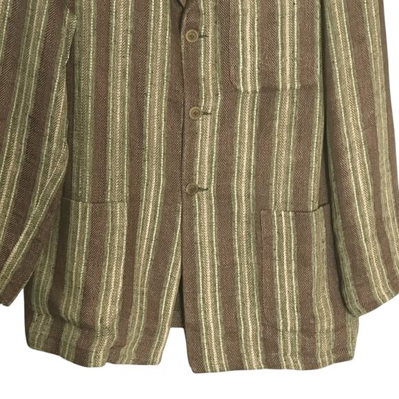 Michel Axel Men's Blazer Sport Coat Size 52 Vintage Brown Green Striped Euro Y2K - Picture 6 of 9